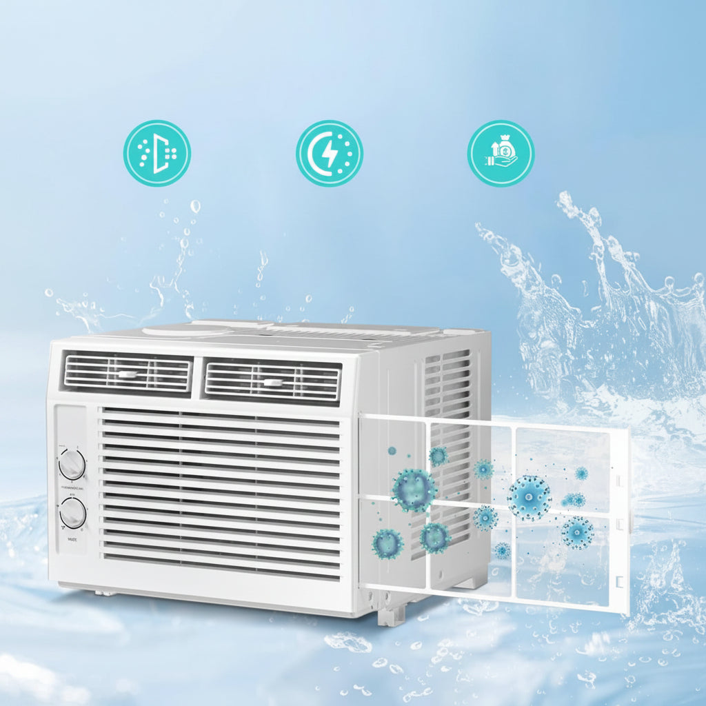 Compact Window AC Unit | 5000 BTU Cooling Power with Adjustable Temperature Control | Ideal for Small Rooms 6