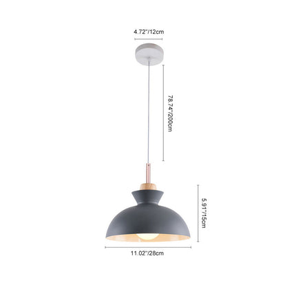 Modern Single Pendant Dome Light with Adjustable Height | Scandinavian Metal Lamp for Versatile Indoor Use