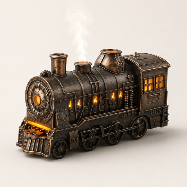 Bedroom Humidifier, Locomotive Air Humidifier with Continuous Mist and Ambient Light, Steam Humidifier for Essential Oil_00