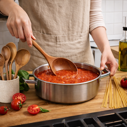 Wooden Cooking Utensils Set with Food Grade Finish | Non-Scratch Tools for Safe Cooking and Stylish Kitchen