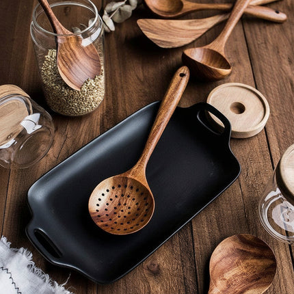 Wooden Cooking Utensils Set with Food Grade Finish | Non-Scratch Tools for Safe Cooking and Stylish Kitchen