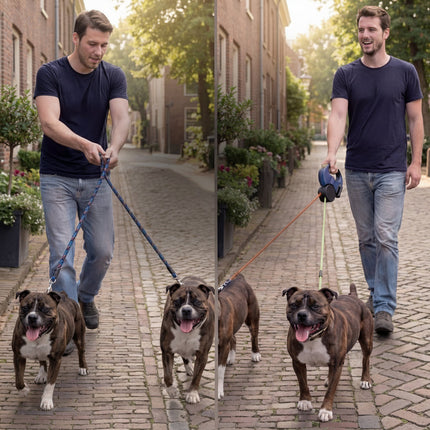 Dual Retractable Dog Leash for Two Dogs with Tangle-Free Design | Easy-Control Handle for Organized Walks