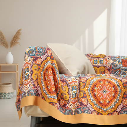 Reversible Boho Cooling Blanket with Advanced Cooling Technology | Breathable Cotton for Comfortable Sleep