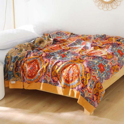 Reversible Boho Cooling Blanket with Advanced Cooling Technology | Breathable Cotton for Comfortable Sleep