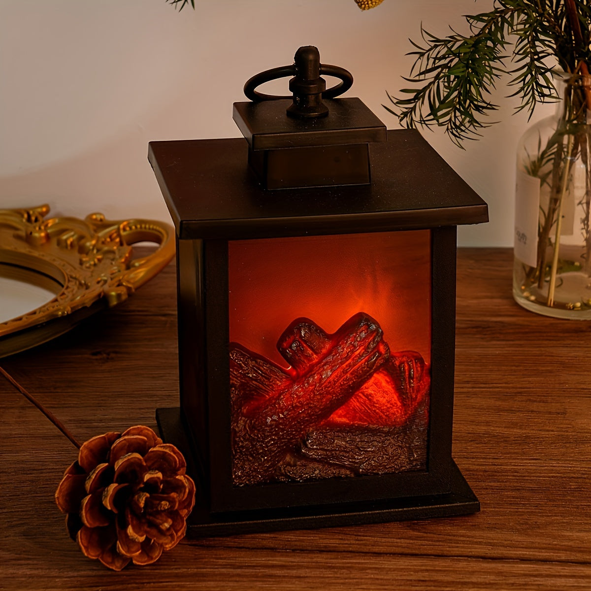 Cozy Lantern | LED Fireplace Lamp with Realistic Flame Effect | USB & Battery Operated for Inviting Home Decor 7