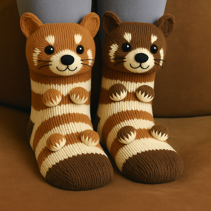Cozy Non-Slip Plush House Socks with 3D Animal Design | Extra Warmth and Secure Grip for All Ages