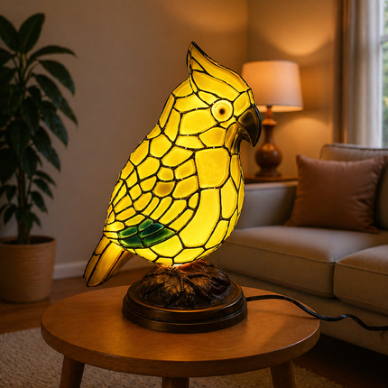 Decorative Table Lamp with USB Powered Design & Red Cardinal Bird Look | Soft Ambient Lighting for Home or Office