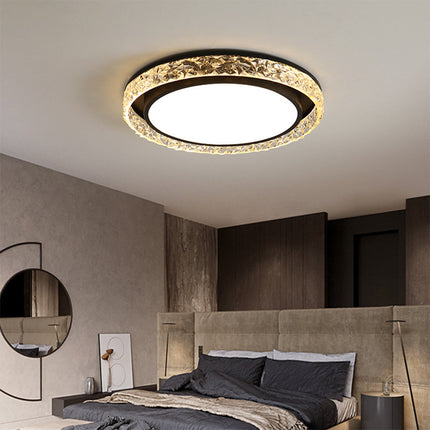 Crystal Halo LED Ceiling Light with Remote Dimming | Adjustable Three-Color Lighting for Elegant Home Ambiance