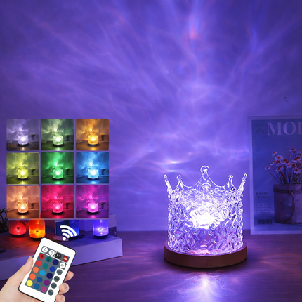 LED Ocean Wave Projector Lamp with 16 Color Settings | Compact Night Light for Soothing Atmosphere
