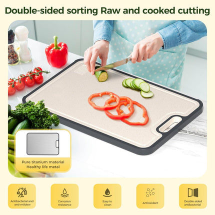 Double Sided Cutting Board with Juice Groove | Metal Prep Surface for Meat and Vegetable Preparation