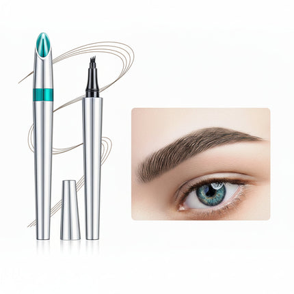 Waterproof Microblading Eyebrow Pen with 4-Prong Tip | Natural Hair Stroke Effect for Long-Lasting Brows