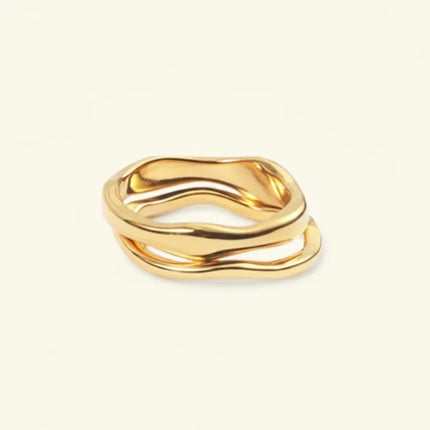 Gold Stacking Ring in Stainless Steel with 14K Gold Plating | Minimalist Everyday Jewelry for Stylish Comfort