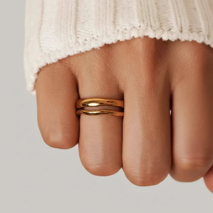 Gold Stacking Ring in Stainless Steel with 14K Gold Plating | Minimalist Everyday Jewelry for Stylish Comfort