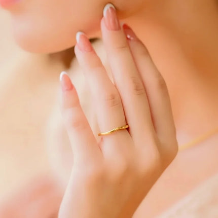 Gold Stacking Ring in Stainless Steel with 14K Gold Plating | Minimalist Everyday Jewelry for Stylish Comfort