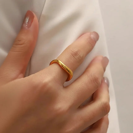 Gold Stacking Ring in Stainless Steel with 14K Gold Plating | Minimalist Everyday Jewelry for Stylish Comfort