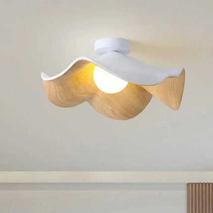 Scandinavian Wooden Ceiling Light with Organic Lotus Design | Warm Ambient Illumination for Modern Spaces