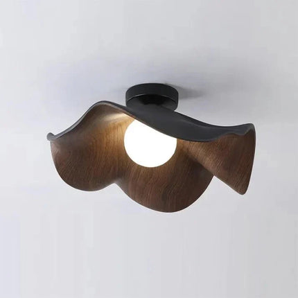Scandinavian Wooden Ceiling Light with Organic Lotus Design | Warm Ambient Illumination for Modern Spaces