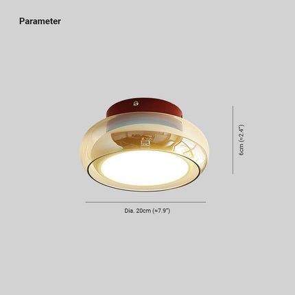 Retro Glass Flush Mount Ceiling Light with Integrated LED | Space-Saving Illumination for Bedrooms and Living Areas
