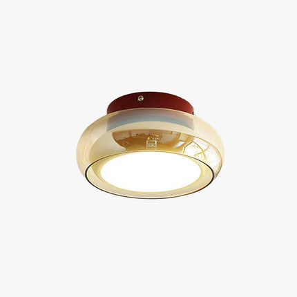Retro Glass Flush Mount Ceiling Light with Integrated LED | Space-Saving Illumination for Bedrooms and Living Areas