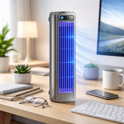 Portable Desk Fan with Tower Design & Three Speed Settings | Compact Airflow for Workspaces and Bedrooms