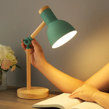 Adjustable Wooden Desk Lamp with Nordic Design | Compact Table Light for Reading and Writing