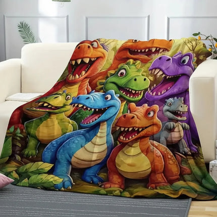 Kids Dinosaur Throw Blanket with Soft Fleece Comfort | Colorful Cartoon Design for Cozy All-Season Use