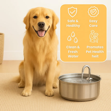 Stainless Steel Pet Water Fountain with 8-Liter Capacity | Automatic Drinking Bowl for Hydration and Easy Cleaning