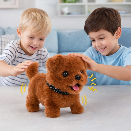 Interactive Puppy Robot Dog Toy with Realistic Walking & Barking | 17 cm Plush Companion for Endless Fun