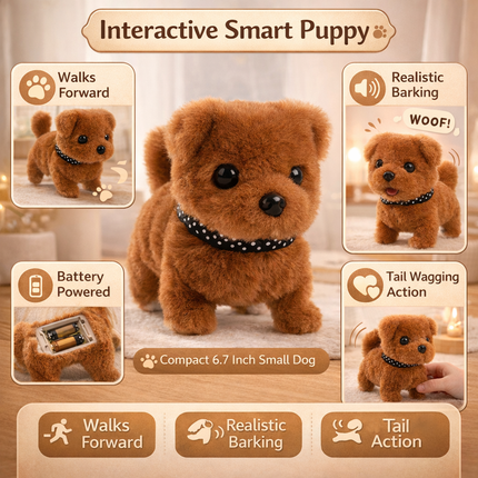 Interactive Puppy Robot Dog Toy with Realistic Walking & Barking | 17 cm Plush Companion for Endless Fun