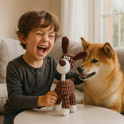 Dog Chew Toy Rope with Squeaker | Fun Animal Shape for Active Playtime and Chewing