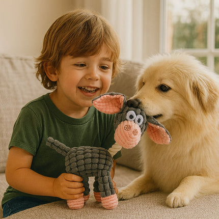 Dog Chew Toy Rope with Squeaker | Fun Animal Shape for Active Playtime and Chewing