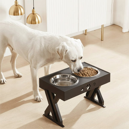 Elevated Adjustable Dog Feeding Station with Foldable Stand | Spill-Reducing Design for Cleaner Mealtimes