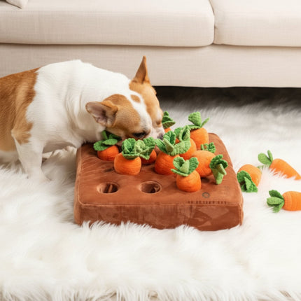 Dog Snuffle Mat with Carrot Puzzle Design for Treat Hiding | Engaging Indoor Play for Training and Enrichment