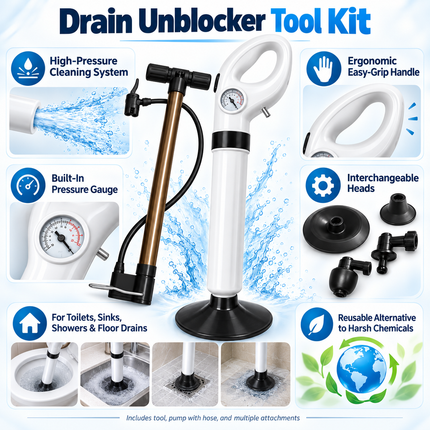 Drain Unblocker Tool, High Pressure Toilet Plunger for Clogged Toilets, Chemical Free Drain Cleaner for Sink and Shower_04