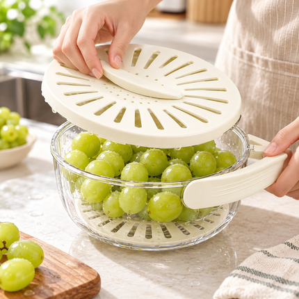 Kitchen Colander with Lid, 2 in 1 Colander Bowl with Handle, Fruit Washing Bowl, Kitchen Strainer for Vegetables_05