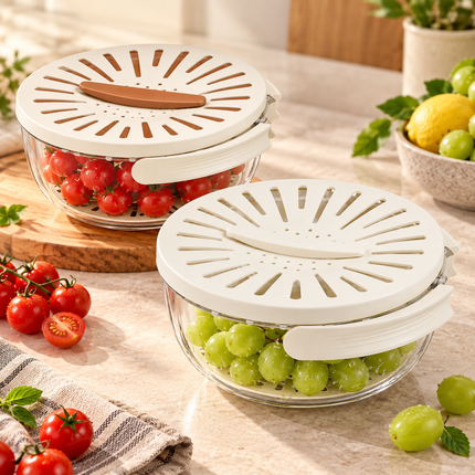 Kitchen Colander with Lid, 2 in 1 Colander Bowl with Handle, Fruit Washing Bowl, Kitchen Strainer for Vegetables_00