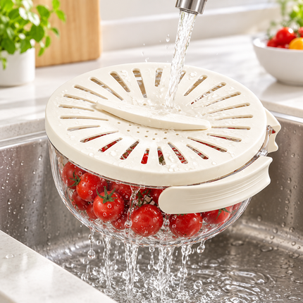 Kitchen Colander with Lid, 2 in 1 Colander Bowl with Handle, Fruit Washing Bowl, Kitchen Strainer for Vegetables_03