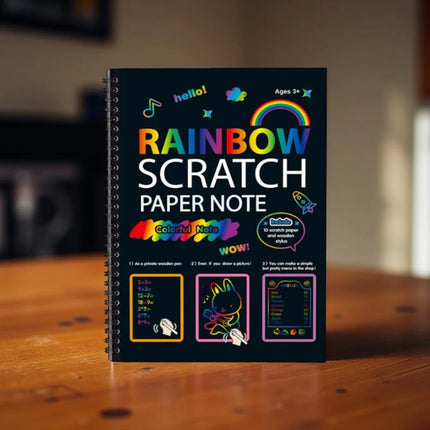 Rainbow Scratch Art Paper Set with Wooden Stylus | Creative Fun for Kids and Adults