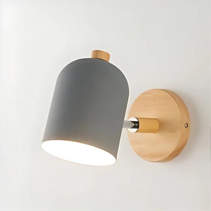 Scandinavian Wall Lamp with Wooden Base & Soft Matte Shade | Ambient Lighting for Cozy Home Spaces