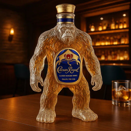 Bigfoot Liquor Bottle, Glass Whiskey Decanter 13 oz, Sasquatch Whiskey Bottle for Man Cave Decor and Bar Decor