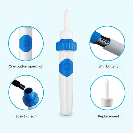 Electric Ear Cleaner with Gentle Suction & Silicone Tips | Safe Wax Removal Device for All Ages