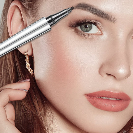 Waterproof Microblading Eyebrow Pen with 4-Prong Tip | Natural Hair Stroke Effect for Long-Lasting Brows