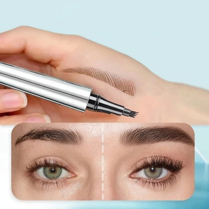 Waterproof Microblading Eyebrow Pen with 4-Prong Tip | Natural Hair Stroke Effect for Long-Lasting Brows