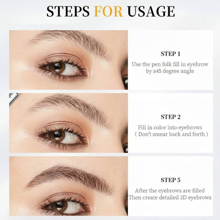 Waterproof Microblading Eyebrow Pen with 4-Prong Tip | Natural Hair Stroke Effect for Long-Lasting Brows