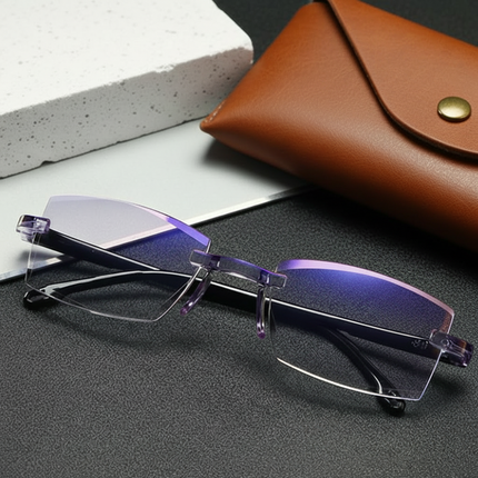 Progressive Blue Light Blocking Rimless Eyeglasses with Lightweight Frame | All-Distance Vision for Comfort and Clarity