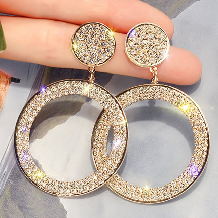 Gold Boho Rhinestone Hoop Earrings | Lightweight Statement Jewelry for Mother's Day Gift