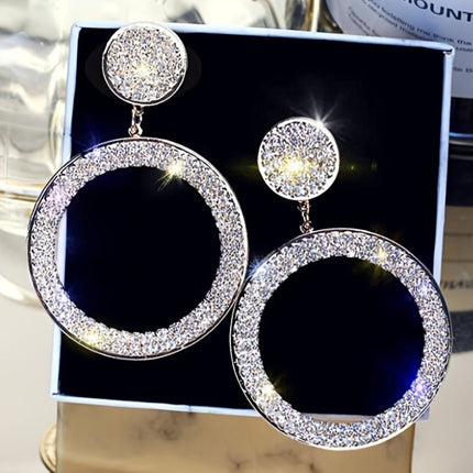 Gold Boho Rhinestone Hoop Earrings | Lightweight Statement Jewelry for Mother's Day Gift