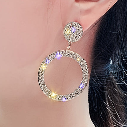 Gold Boho Rhinestone Hoop Earrings | Lightweight Statement Jewelry for Mother's Day Gift