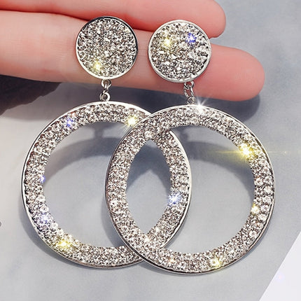 Gold Boho Rhinestone Hoop Earrings | Lightweight Statement Jewelry for Mother's Day Gift