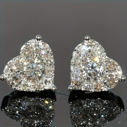 Heart Crystal Stud Earrings with Durable Alloy & Stainless Steel | Elegant Fashion Jewelry Gift for Mothers Day